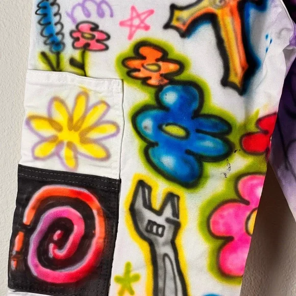 Small Women’s Graffiti Art Spray Art Painters Pants Street Wear 30 x 30 - Picture 14 of 17
